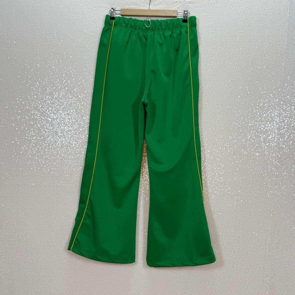 BDG Josie Tricot High-Waisted Flare Pants Bright Green Elastic Waist Retro Large - Picture 6 of 16